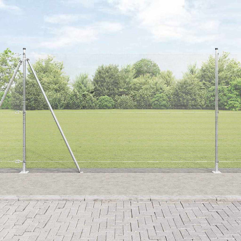 Plasă de Sârmă Sudată cu Bază din Beton 10 x 1,4 m Argintiu
