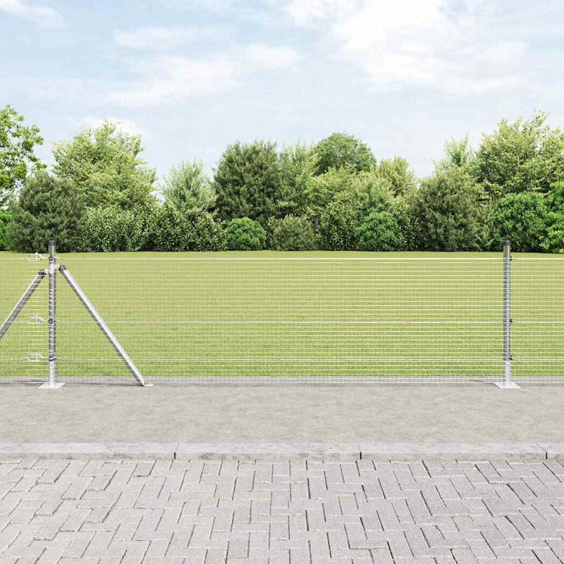 Plasă de Sârmă Sudată cu Bază din Beton 25 x 0,6 m Argintiu