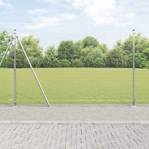 Plasă de Sârmă Sudată cu Bază din Beton 50 x 1,4 m Argintiu