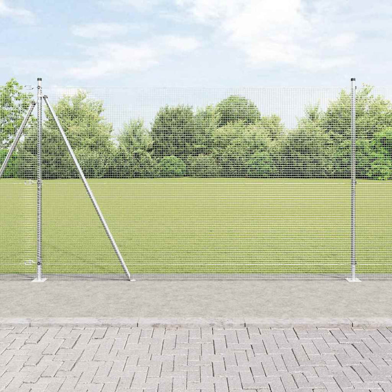 Plasă de Sârmă Sudată cu Bază din Beton 50 x 1,6 m Argintiu