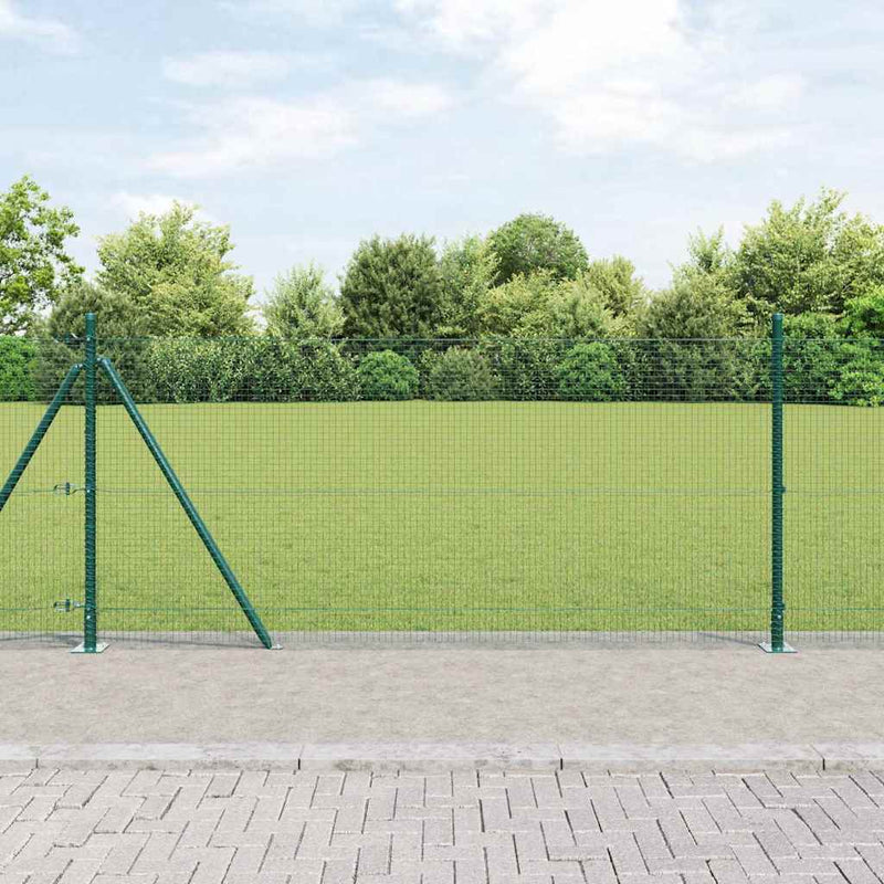Plasă de Sârmă Sudată cu Bază din Beton 10 x 1 m Verde Plasă