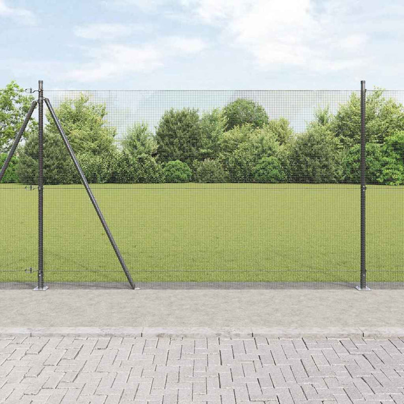 Plasă de Sârmă Sudată cu Bază din Beton 10 x 1,5 m Gri Plasă