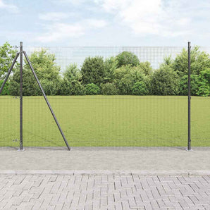 Plasă de Sârmă Sudată cu Bază din Beton 25 x 1,4 m Gri Plasă