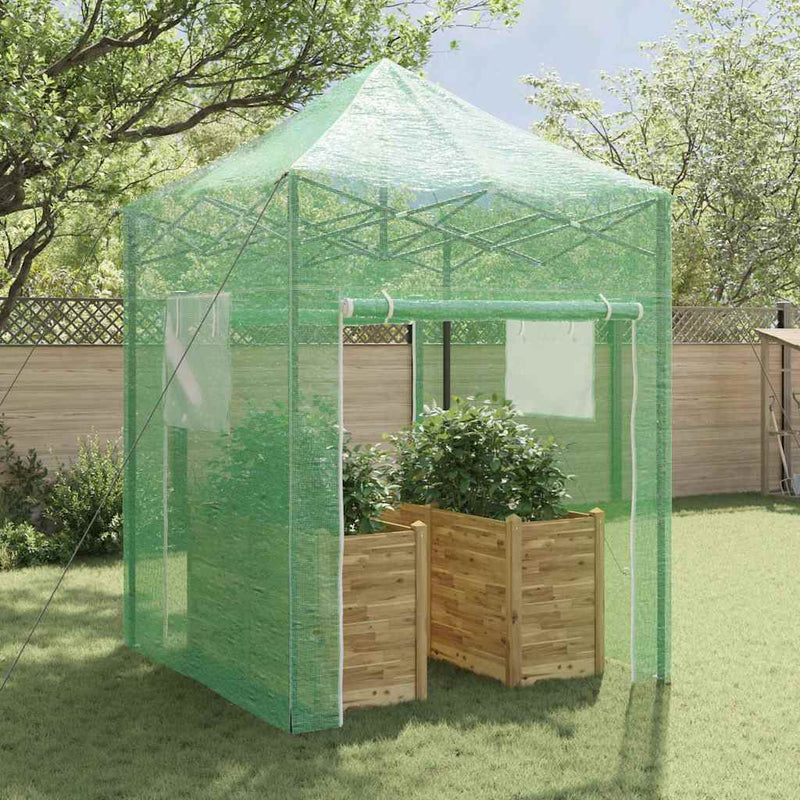 Seră cu cadru pop-up cu acoperiș Verde 200 x 200 x 300 cm Fier