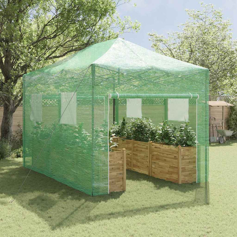 Seră cu cadru pop-up cu acoperiș Verde 280 x 410 x 315 cm Fier
