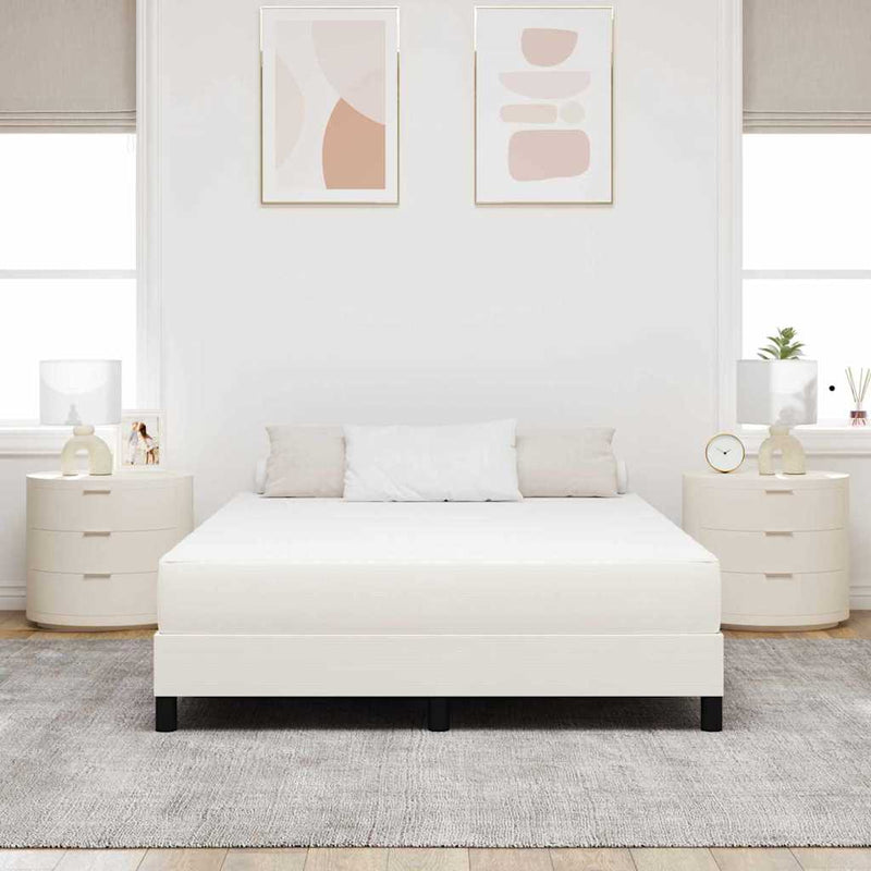 Saltea de pat cu saltea Crem 140 x 190 cm țesătură