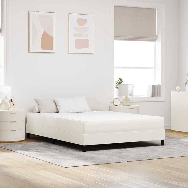 Saltea de pat cu saltea Crem 140 x 200 cm țesătură