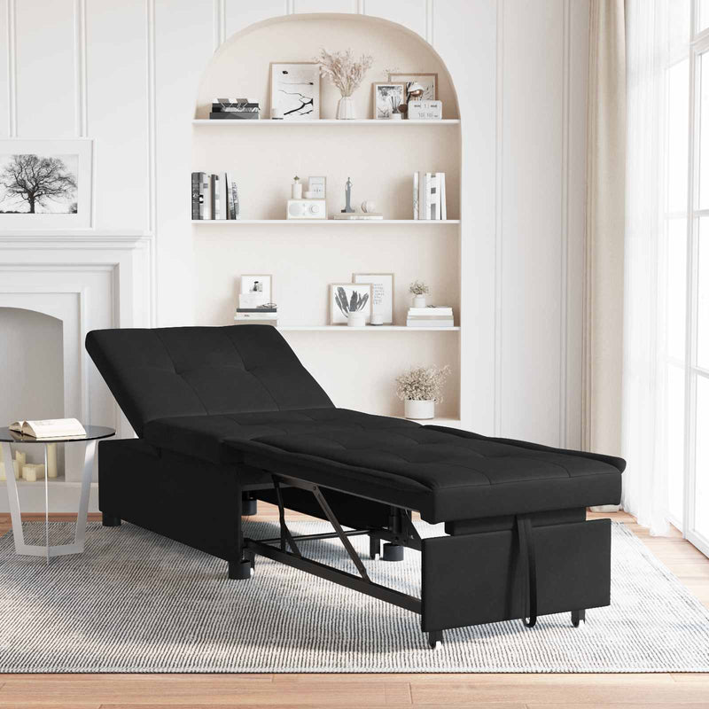 Canapea extensibilă Negru 194 x 67 x 82 cm Microfibră