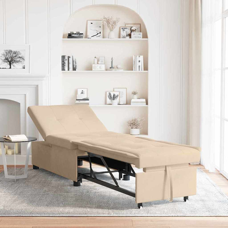Canapea extensibilă Crem 194 x 67 x 82 cm Microfibră