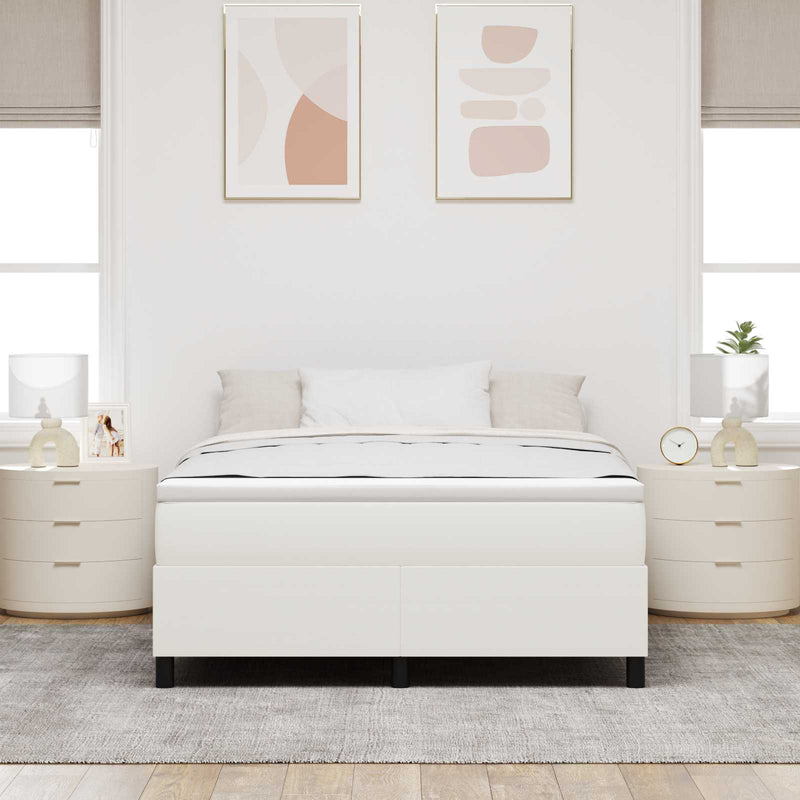 Cadru de pat platformă Crem 140 x 200 cm Țesătură din corduroy