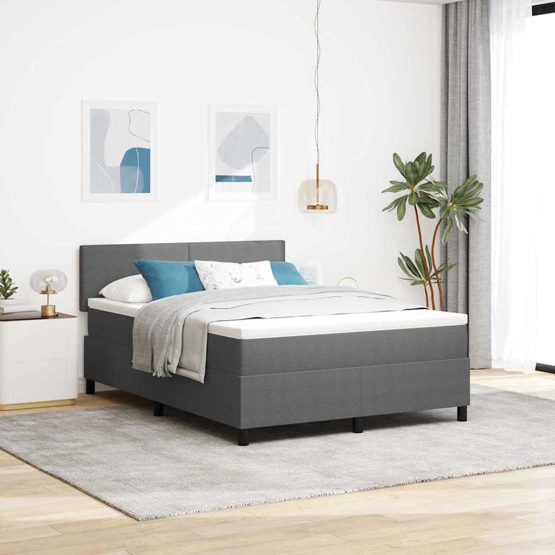 Pat cu arcuri cu headboard Gri deschis și alb. 140 x 200 cm