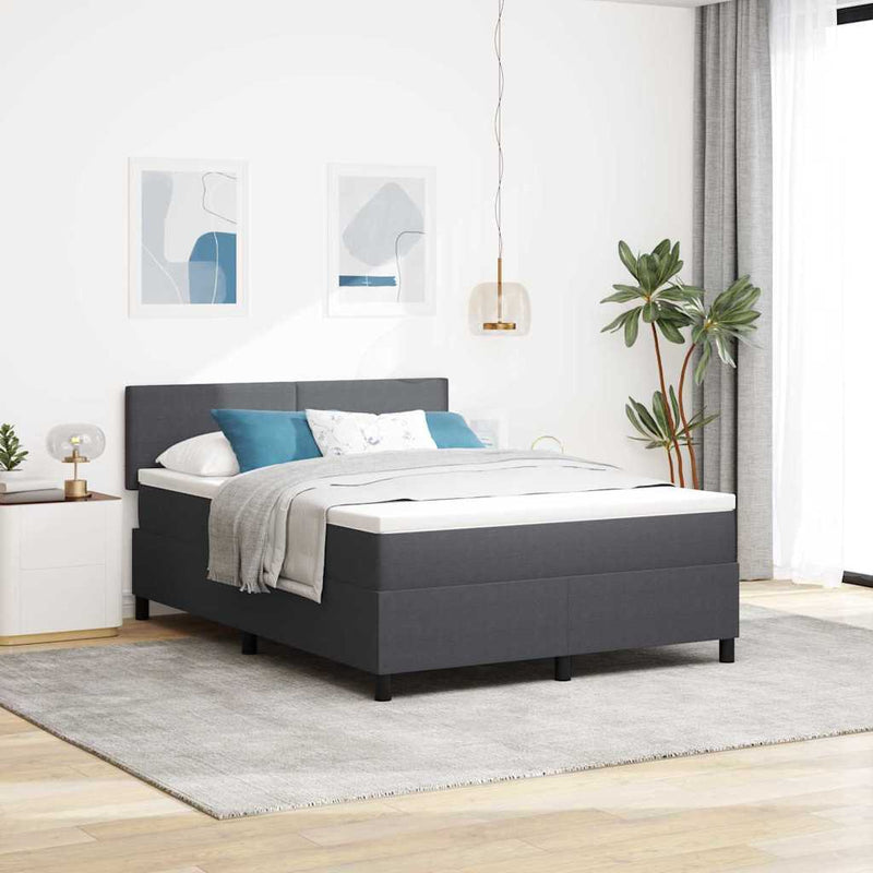 Pat cu arcuri cu headboard Gri închis și alb 160 x 200 cm
