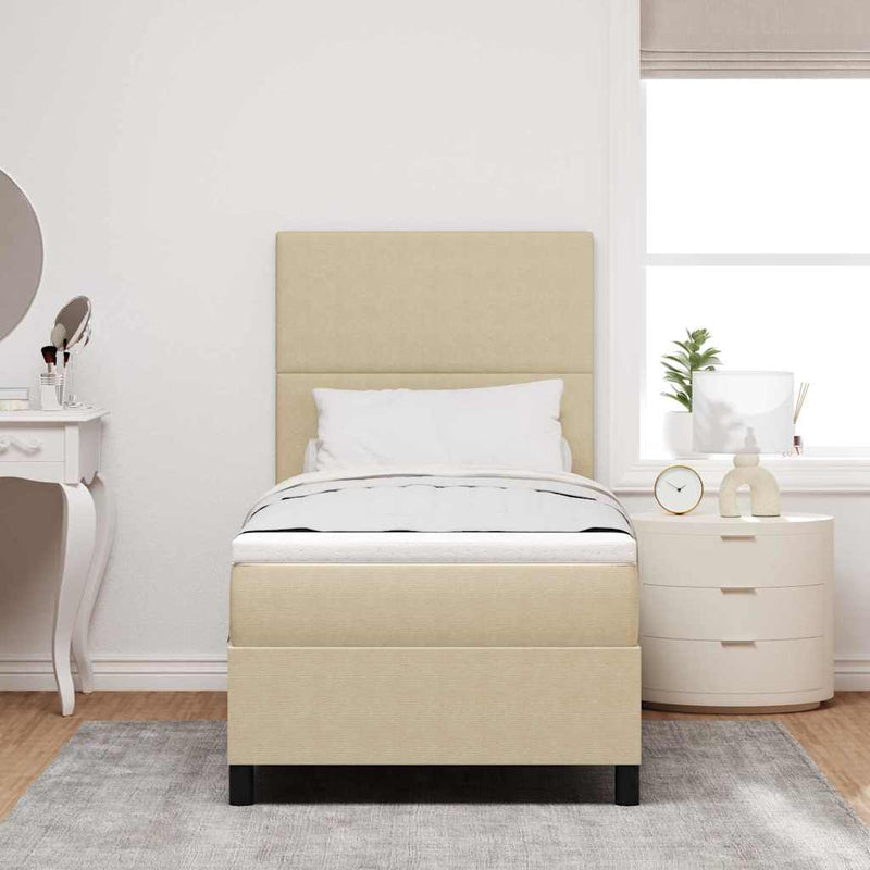 Pat cu arcuri cu headboard Gri deschis și alb. 80 x 200 cm