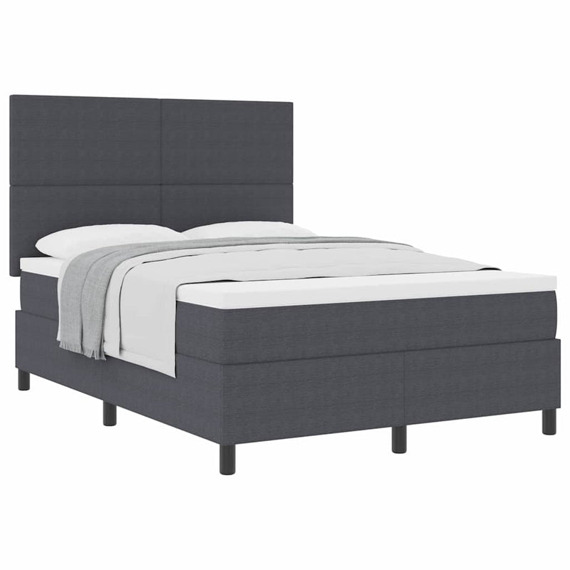 Pat cu arcuri cu headboard Gri închis și alb 160 x 200 cm