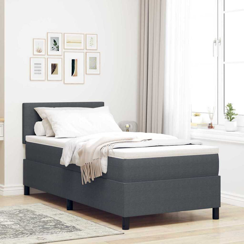 Pat cu arc LED cu headboard Gri închis și alb 90 x 200 cm