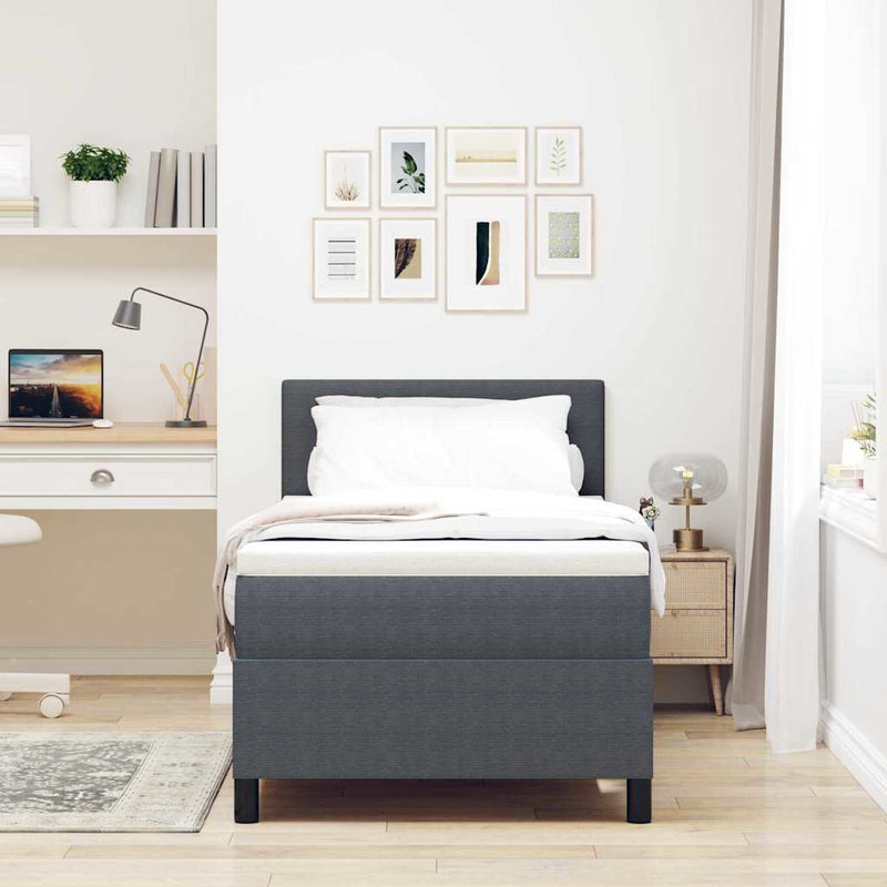 Pat cu arc LED cu headboard Gri închis și alb 90 x 200 cm