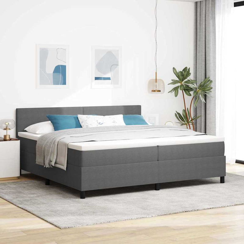 Pat cu arc LED cu headboard Gri deschis și alb. 200 x 200 cm