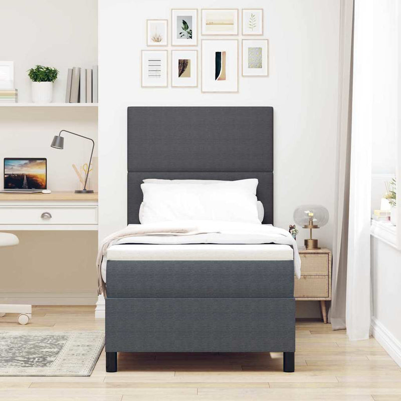 Pat cu arc LED cu headboard Gri închis și alb 100 x 200 cm