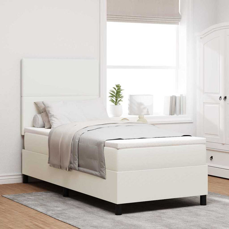 Pat cu arc LED Crema și Alb 100 x 200 cm Țesătură din corduroy
