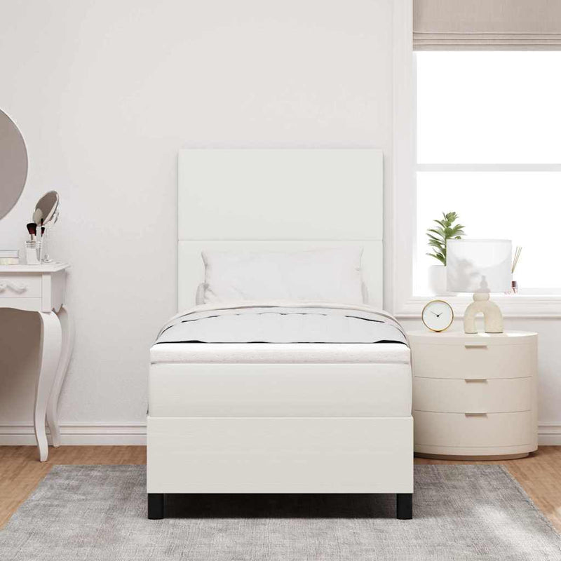 Pat cu arc LED Crema și Alb 100 x 200 cm Țesătură din corduroy