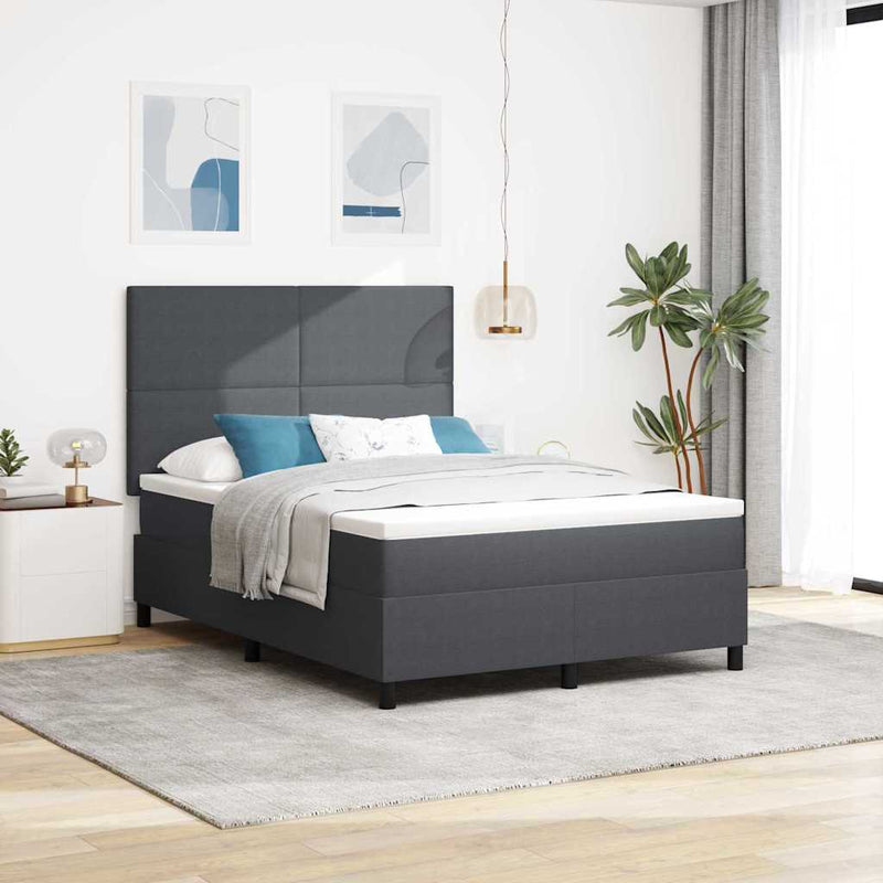 Pat cu arc LED cu headboard Gri închis și alb 140 x 190 cm