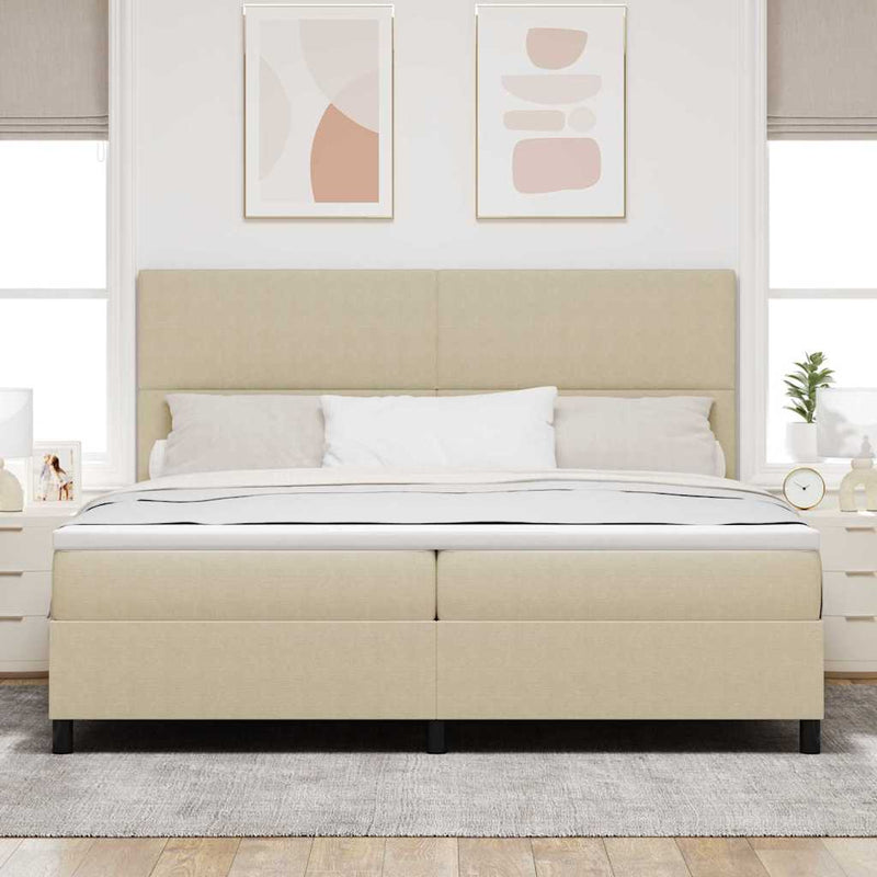 Pat cu arc LED cu headboard Gri deschis și alb. 200 x 200 cm