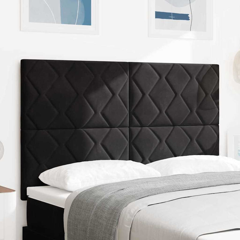 Tăblie cap Negru 144 cm Catifea