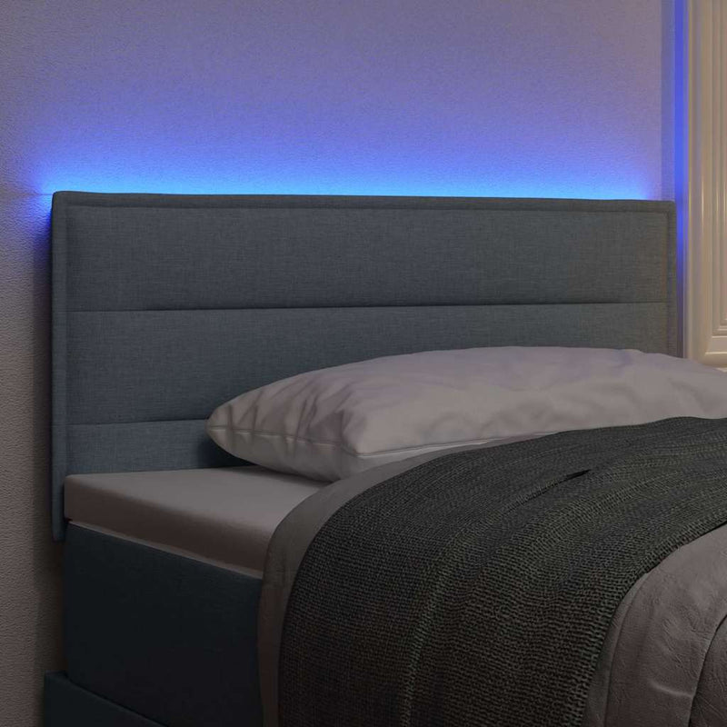 Tăblie LED cu benzi LED cu headboard Gri deschis 80 cm țesătură