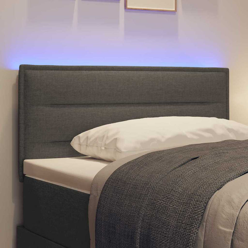 Tăblie LED cu benzi LED cu headboard Gri închis 80 cm țesătură