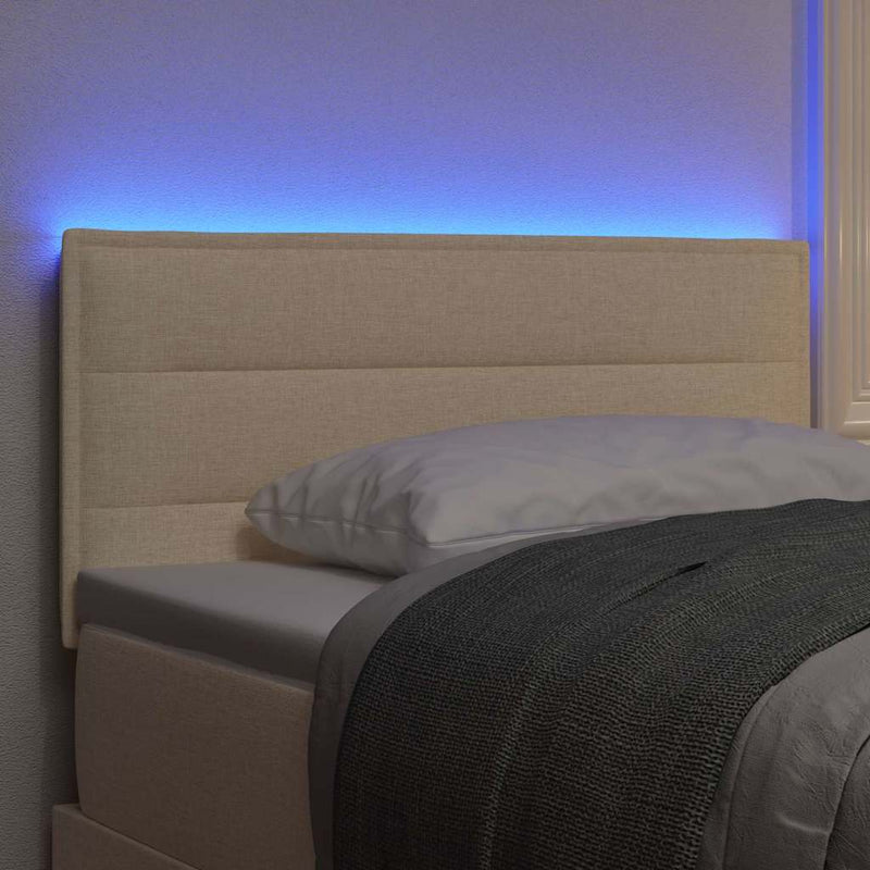 Tăblie LED cu benzi LED cu headboard Crem 100 cm țesătură