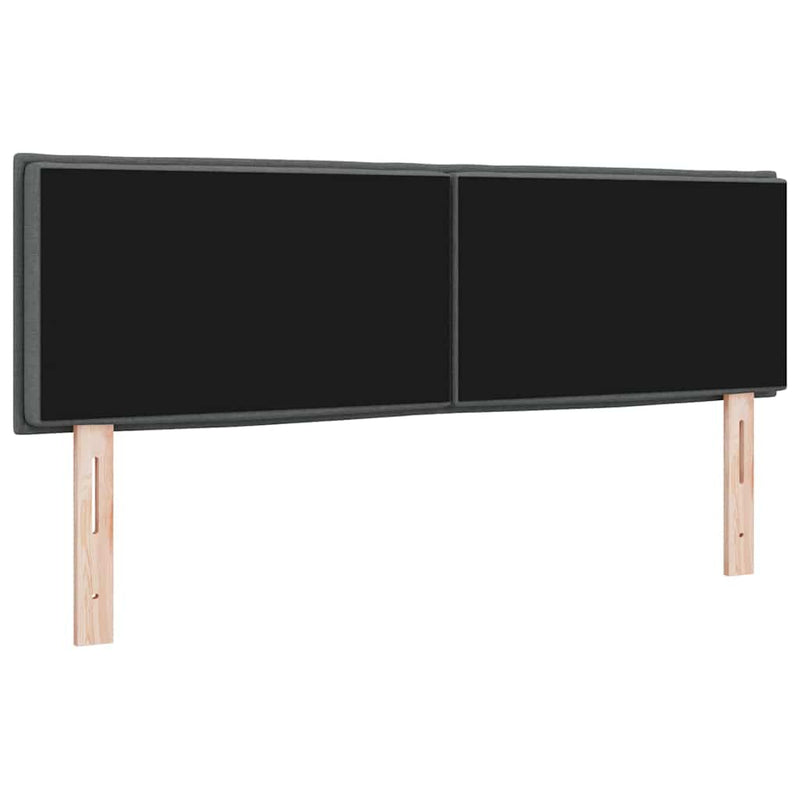 Tăblie LED cu benzi LED cu headboard Gri închis 144 cm țesătură