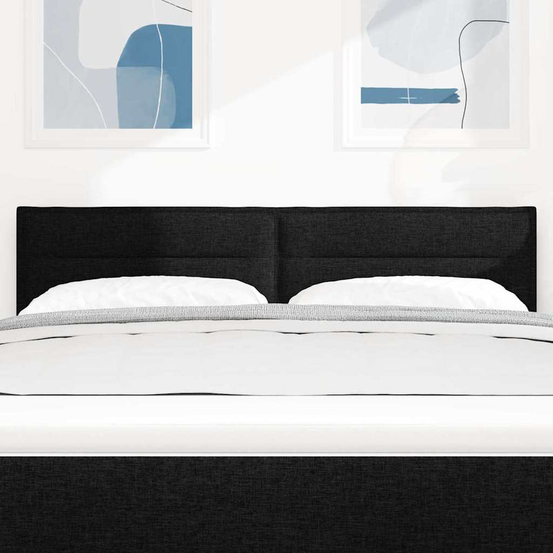 Tăblie LED cu benzi LED cu headboard Negru 160 cm țesătură