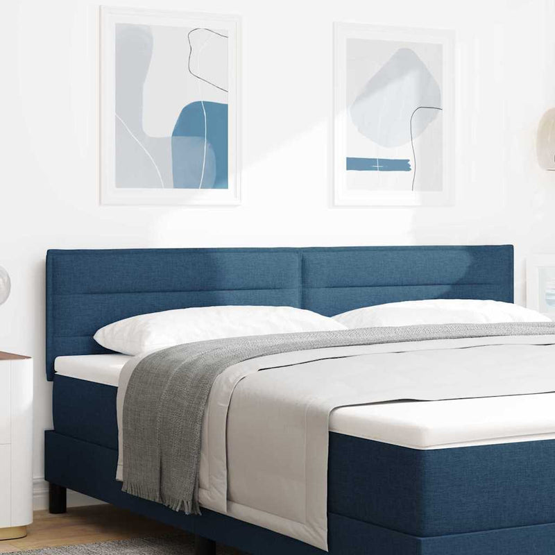 Tăblie LED cu benzi LED cu headboard albastru 180 cm țesătură