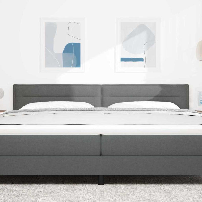 Tăblie LED cu benzi LED cu headboard Gri închis 200 cm țesătură