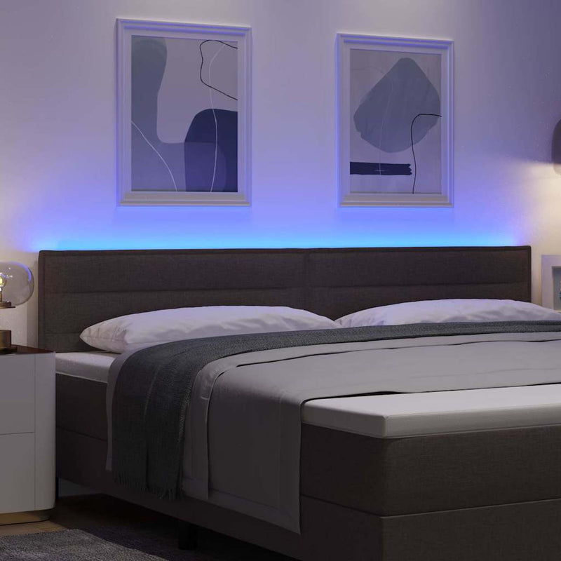 Tăblie LED cu benzi LED Manual Maro închis 200 cm țesătură