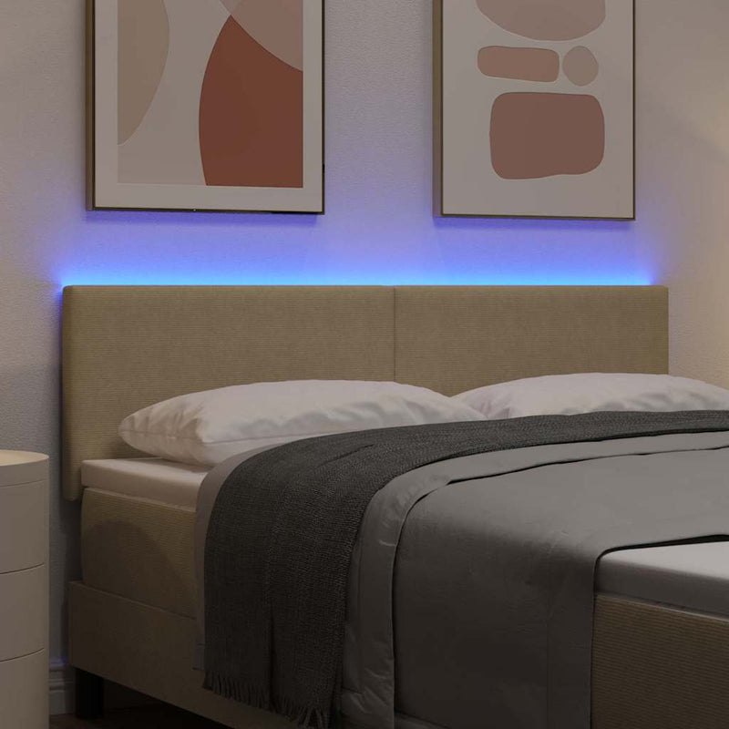 Tăblie LED cu benzi LED Gri Verde 144 cm Țesătură din corduroy