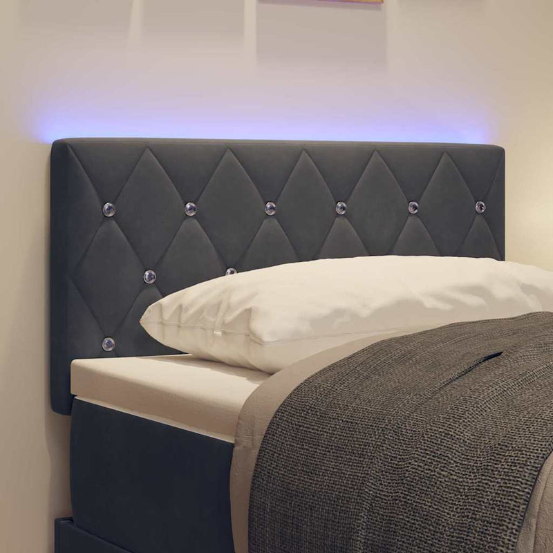 Tăblie LED cu benzi LED cu headboard Gri închis 80 cm Catifea