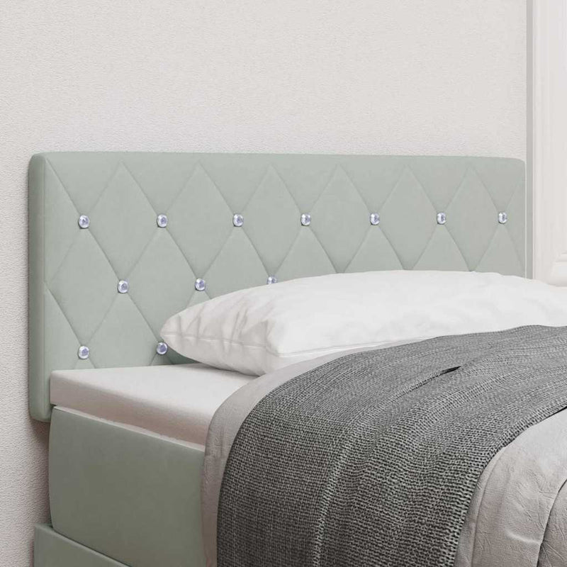 Tăblie LED cu benzi LED cu headboard Gri deschis 90 cm Catifea