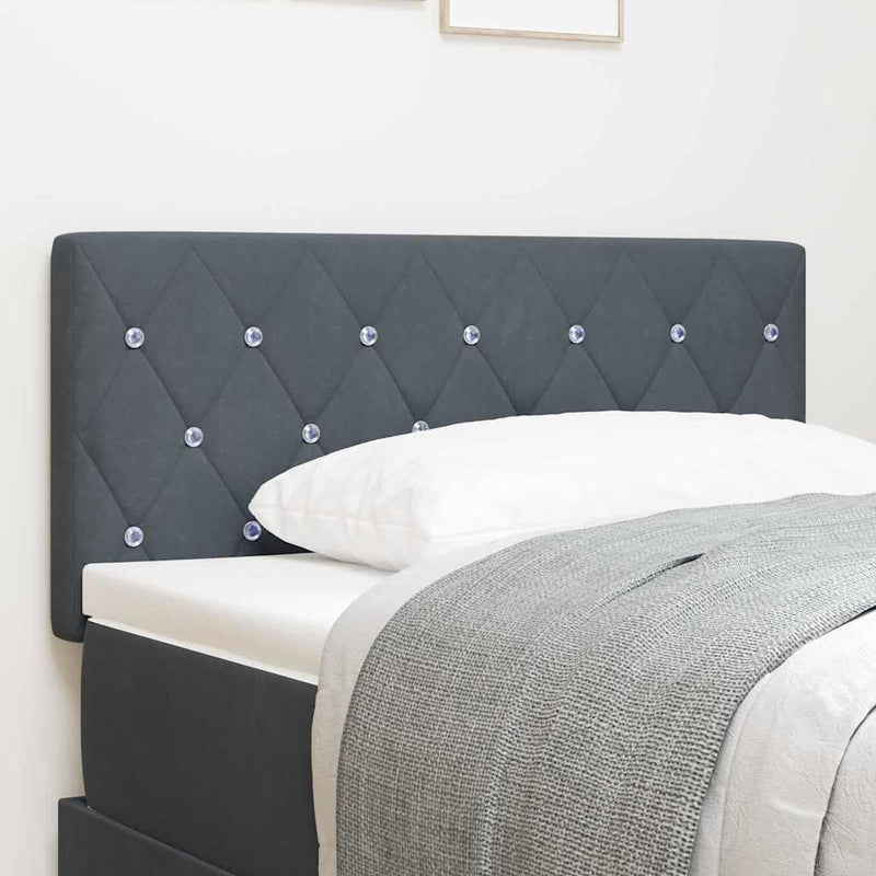 Tăblie LED cu benzi LED cu headboard Gri închis 90 cm Catifea