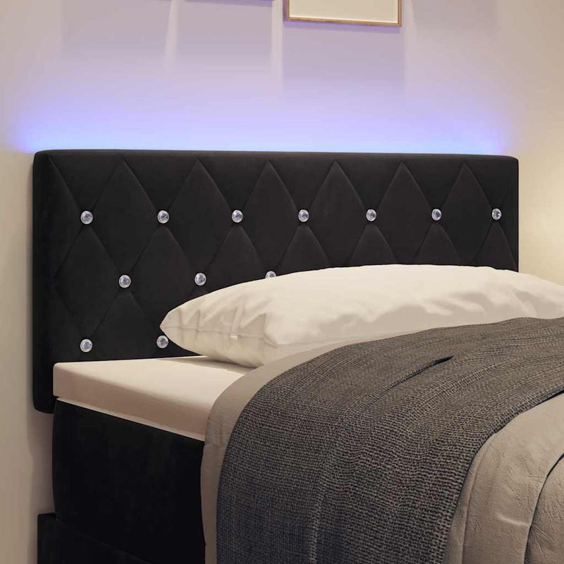 Tăblie LED cu benzi LED cu headboard Negru 100 cm Catifea
