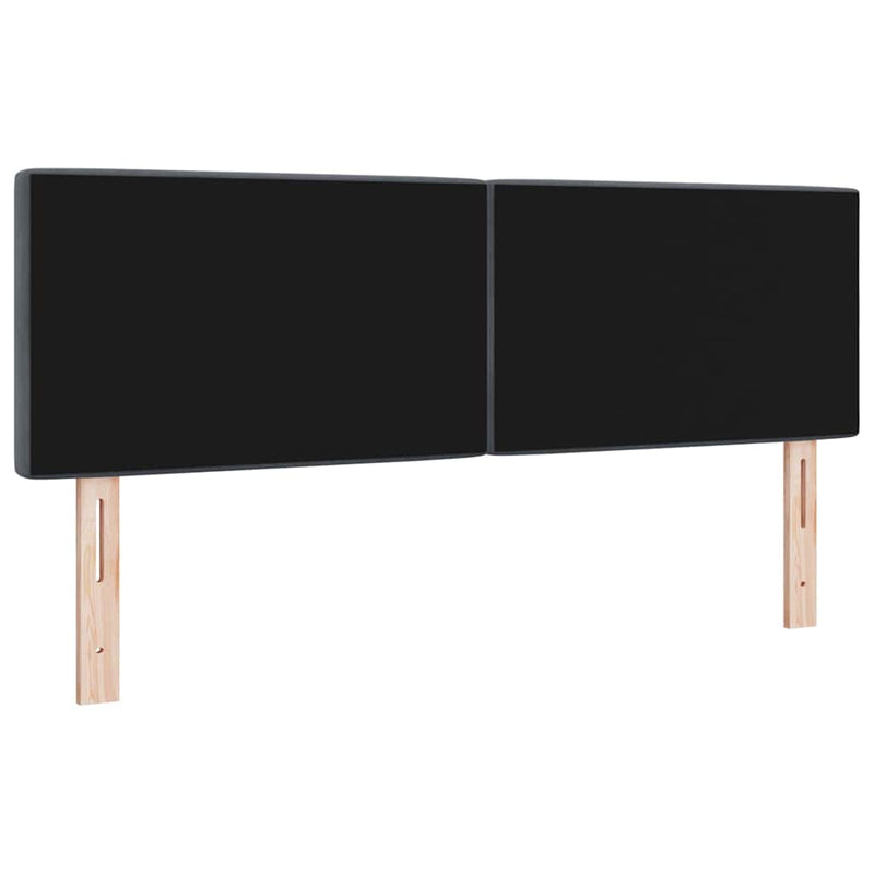 Tăblie LED cu benzi LED cu headboard Gri închis 144 cm Catifea