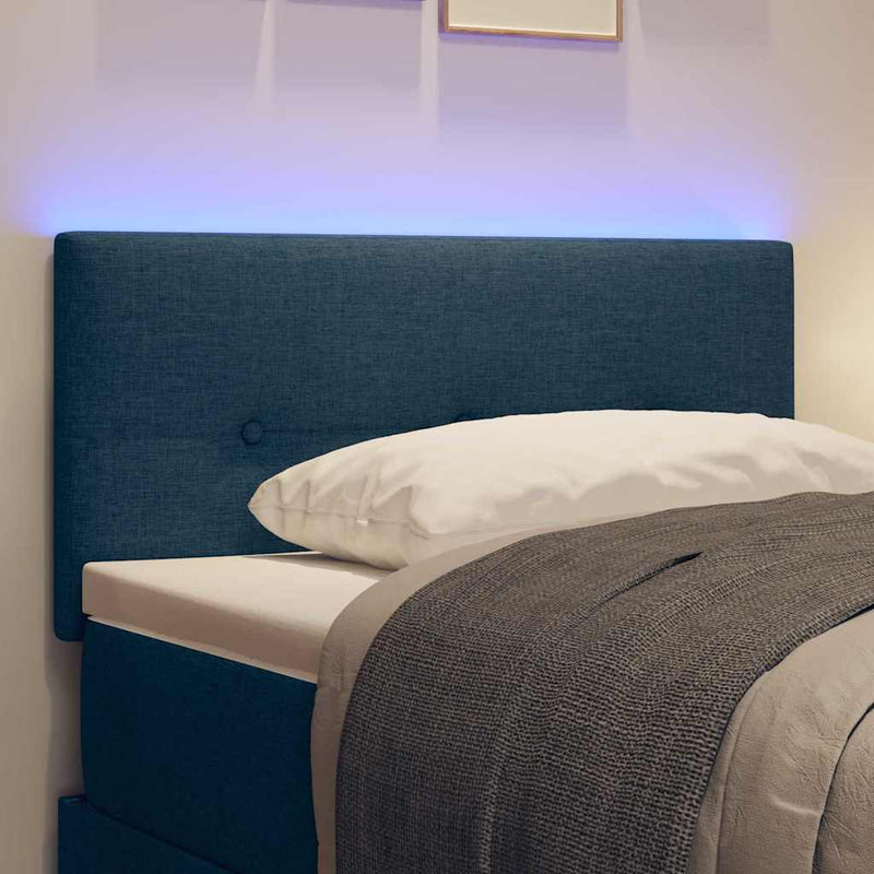 Tăblie LED cu benzi LED cu headboard albastru 80 cm țesătură
