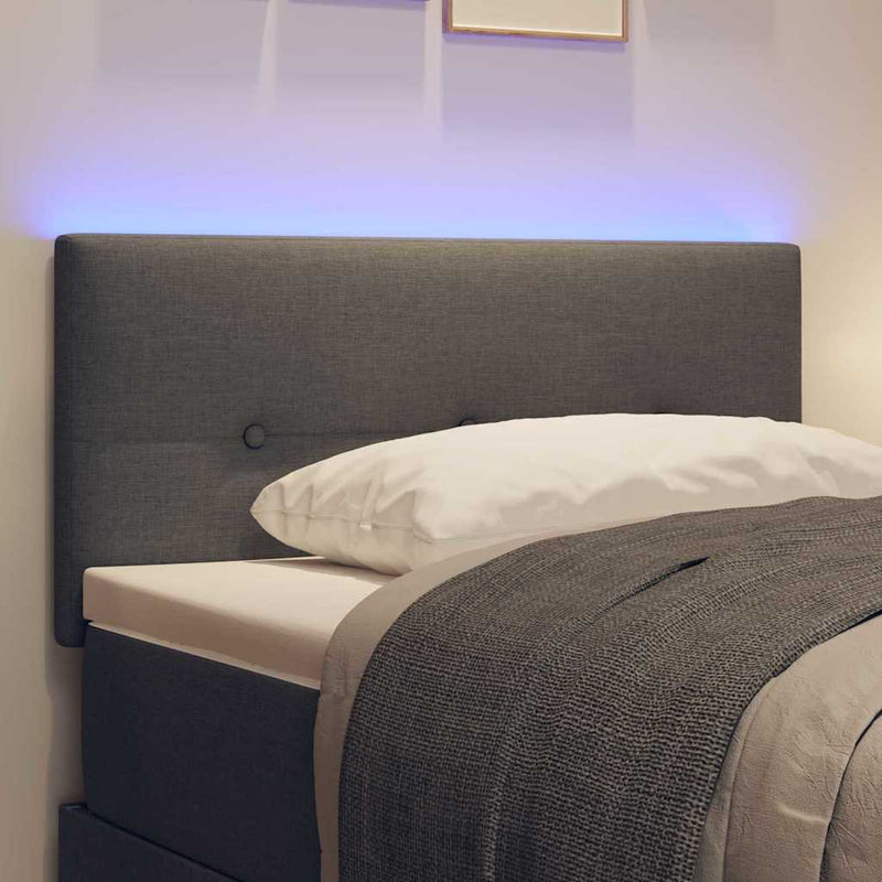 Tăblie LED cu benzi LED cu headboard Gri închis 100 cm țesătură