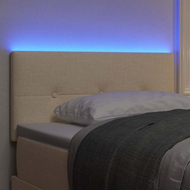 Tăblie LED cu benzi LED cu headboard Crem 100 cm țesătură