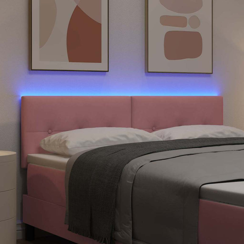 Tăblie LED cu benzi LED Manual Roz 144 cm Catifea