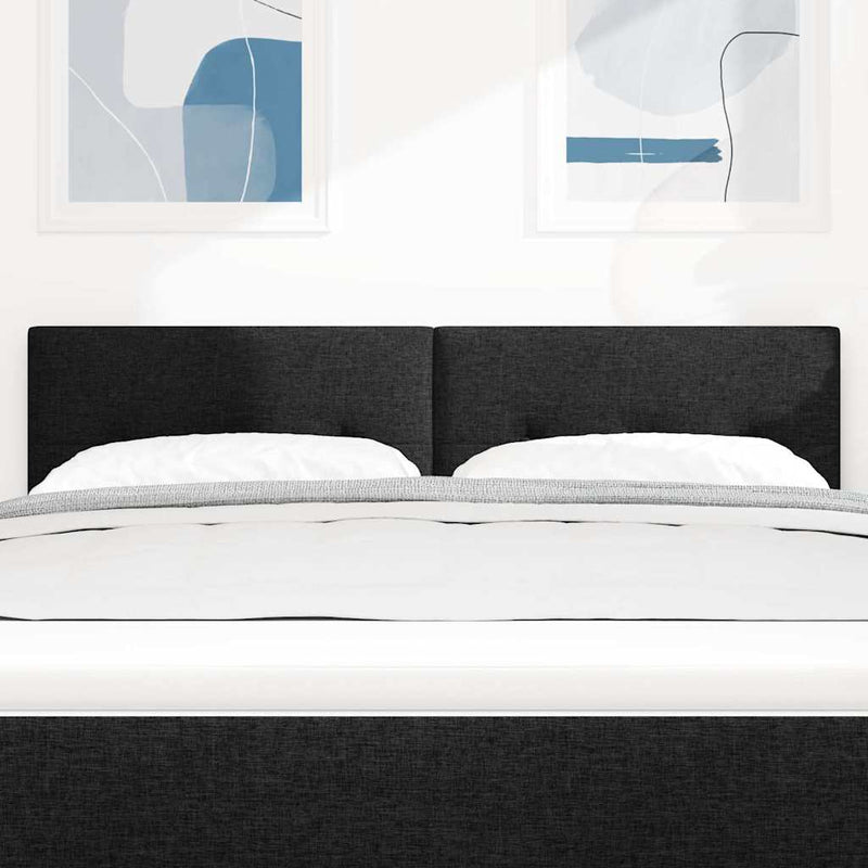 Tăblie LED cu benzi LED cu headboard Negru 160 cm țesătură