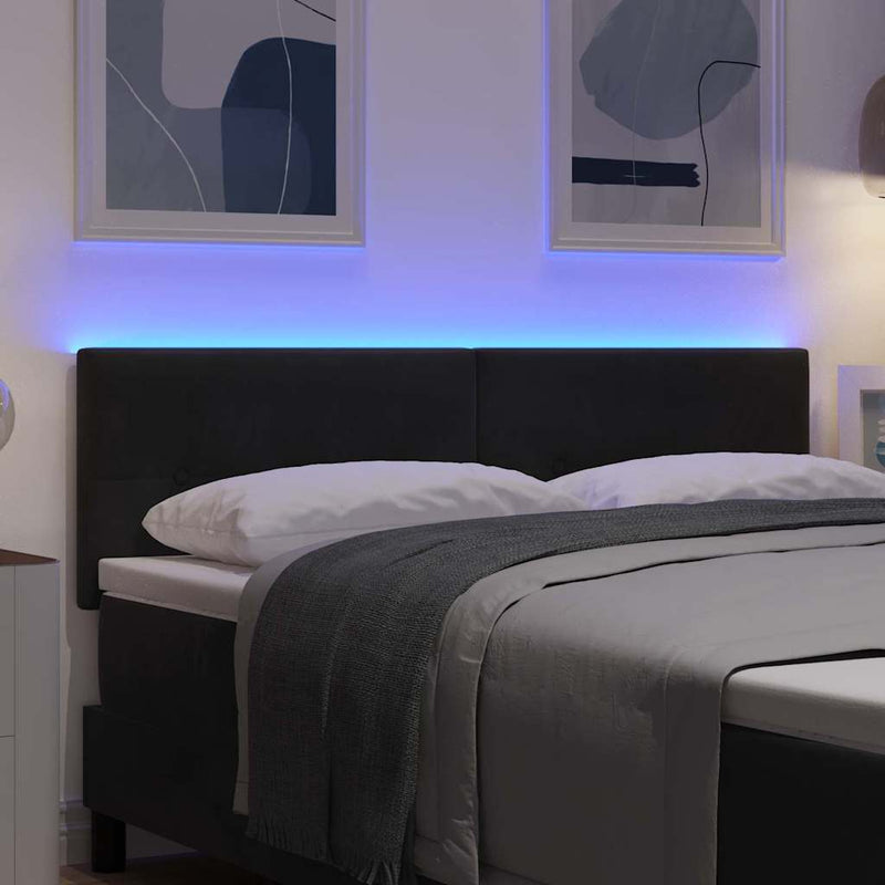 Tăblie LED cu benzi LED Manual Negru 160 cm Catifea