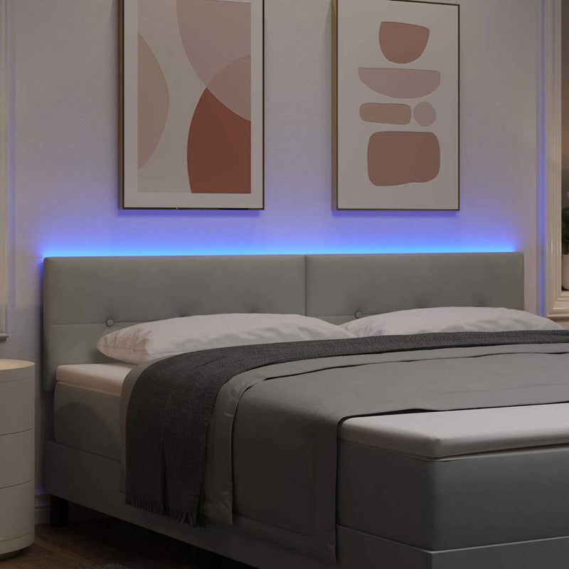 Tăblie LED cu benzi LED Manual Gri deschis 180 cm Catifea