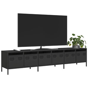 Dulap TV, negru, 202x39x43,5 cm, oțel laminat la rece