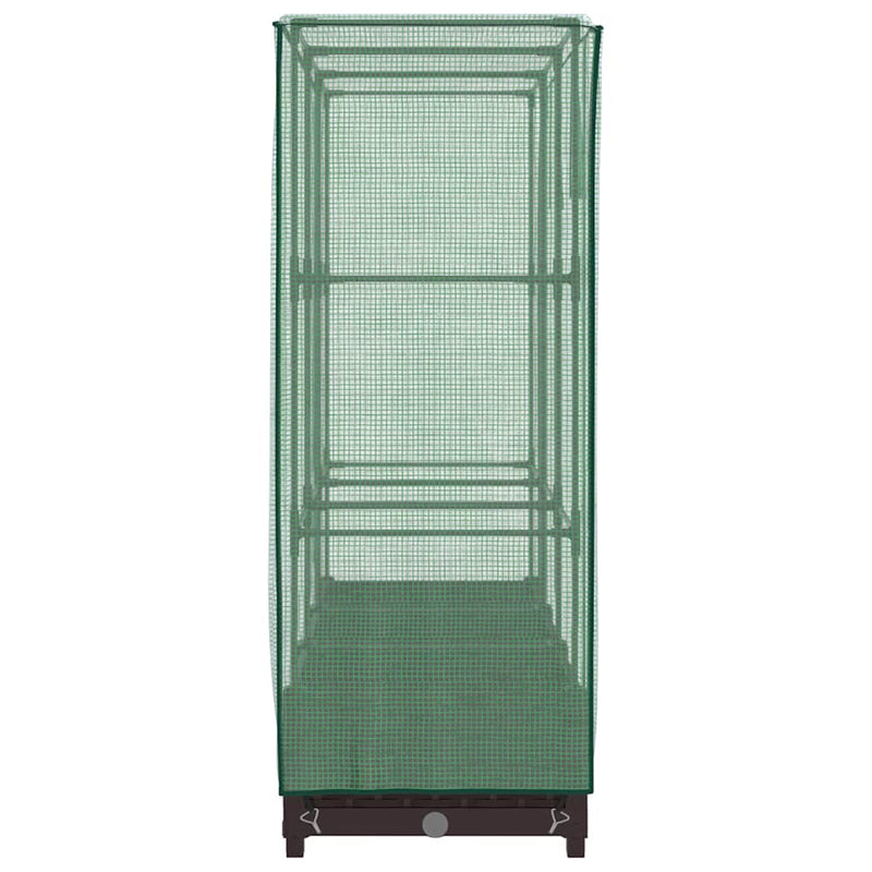 Strat înălțat cu husă de seră, aspect ratan, 120x40x123 cm
